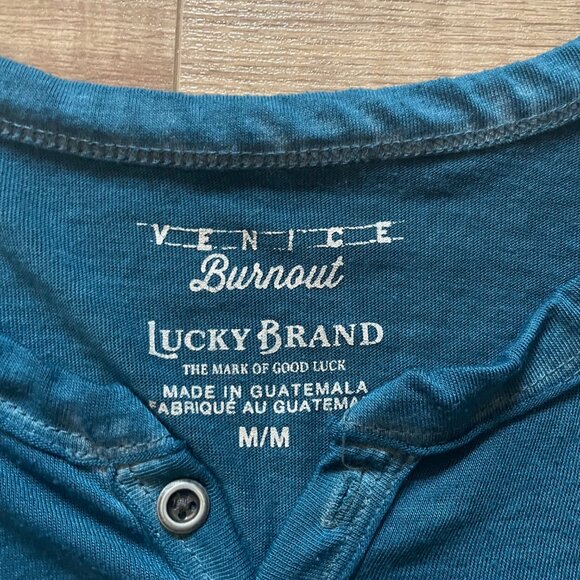 BUNDLE & SAVE! Men's LUCKY BRAND teal Venice Burnout tee, size M. - Picture 2 of 2